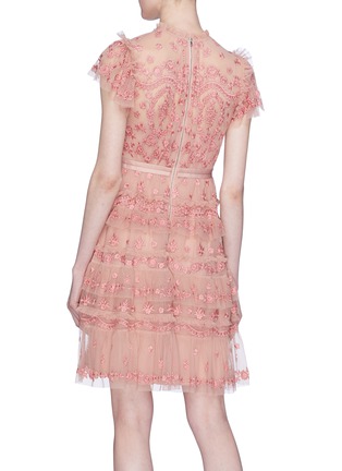 Back View - Click To Enlarge - NEEDLE & THREAD - 'Darcy' floral embroidered tiered tulle dress