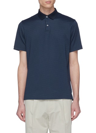 Main View - Click To Enlarge - THEORY - 'Standard' geometric jacquard polo shirt