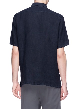 Back View - Click To Enlarge - THEORY - 'Irving' linen short sleeve shirt