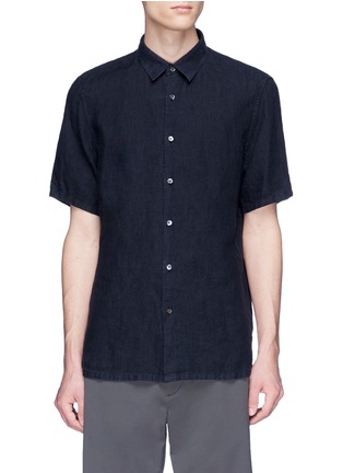 Main View - Click To Enlarge - THEORY - 'Irving' linen short sleeve shirt