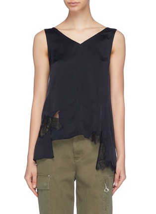 Main View - Click To Enlarge - HELMUT LANG - Asymmetric lace panel slip top
