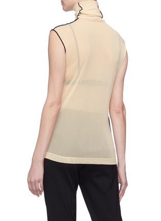 Back View - Click To Enlarge - HELMUT LANG - Contrast border tulle sleeveless turtleneck top