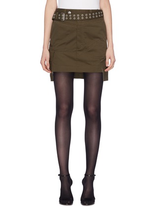Main View - Click To Enlarge - HELMUT LANG - Belted patchwork twill military skirt