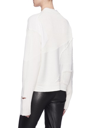 Back View - Click To Enlarge - HELMUT LANG - 'Military Grunge' distressed patchwork oversized sweater