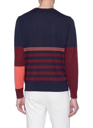 Back View - Click To Enlarge - PAUL SMITH - Colourblock sleeve stripe sweater
