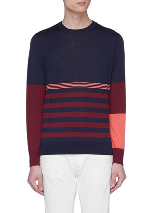 Main View - Click To Enlarge - PAUL SMITH - Colourblock sleeve stripe sweater