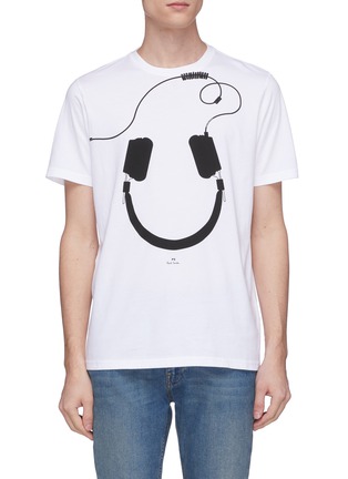 Main View - Click To Enlarge - PS PAUL SMITH - Headphone print organic cotton T-shirt