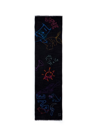 Main View - Click To Enlarge - PAUL SMITH - Doodles embroidered wool scarf