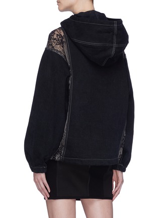 Back View - Click To Enlarge - OPENING CEREMONY - Lace panel denim hoodie