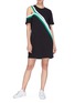 Figure View - Click To Enlarge - CURRENT/ELLIOTT - 'The Slit' cutout shoulder contrast stripe dress