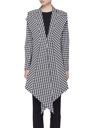 Main View - Click To Enlarge - TOME - Scarf lapel gingham check cropped blazer