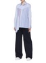 Figure View - Click To Enlarge - TOME - Asymmetric drape panelled chambray shirt