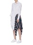 Detail View - Click To Enlarge - TOME - Belted asymmetric drape panel stripe handkerchief shirt dress
