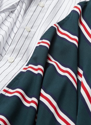  - TOME - Belted asymmetric drape panel stripe handkerchief shirt dress