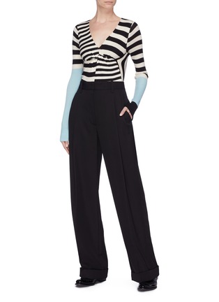 Figure View - Click To Enlarge - TOME - Colourblock sleeve cutout back stripe top