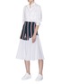 Figure View - Click To Enlarge - TOME - Mix stripe panelled flared skirt