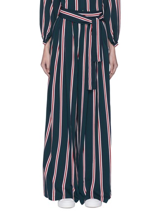 Main View - Click To Enlarge - TOME - Belted stripe gabardine karate pants