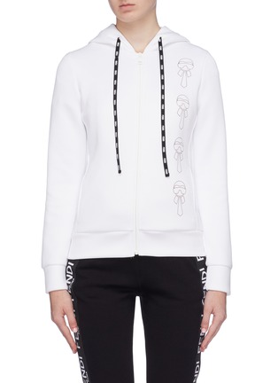 Main View - Click To Enlarge - FENDI SPORT - Karlito print logo embroidered scuba jersey zip hoodie