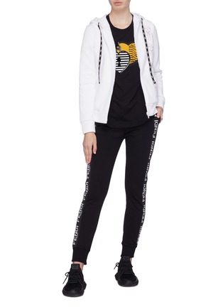Figure View - Click To Enlarge - FENDI SPORT - Karlito print logo embroidered scuba jersey zip hoodie