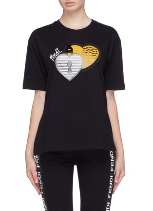 Main View - Click To Enlarge - FENDI SPORT - 'Open Your Heart' graphic appliqué T-shirt
