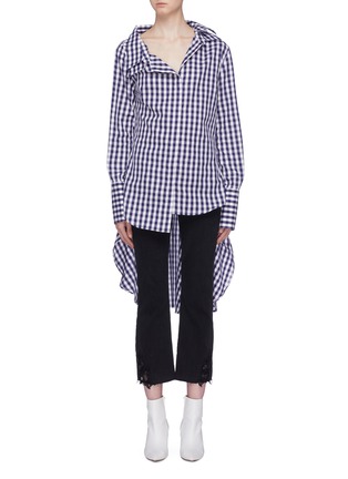 Main View - Click To Enlarge - MONSE - Gingham check high-low shirt
