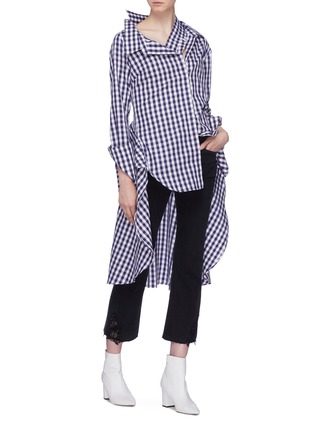 Figure View - Click To Enlarge - MONSE - Gingham check high-low shirt
