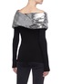 Back View - Click To Enlarge - MONSE - Sequin twist shawl collar one-shoulder sweater