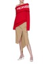 Figure View - Click To Enlarge - MONSE - Split drape gabardine pencil skirt