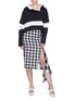 Figure View - Click To Enlarge - MONSE - Cutout sleeve stripe twist wool polo sweater