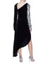 Back View - Click To Enlarge - MONSE - Sequin sleeve cutout drape velvet dress