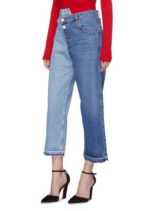 Front View - Click To Enlarge - MONSE - Staggered waist colourblock culotte jeans