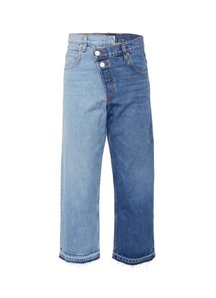 Main View - Click To Enlarge - MONSE - Staggered waist colourblock culotte jeans