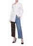 Figure View - Click To Enlarge - MONSE - Staggered waist camouflage print patchwork culotte jeans
