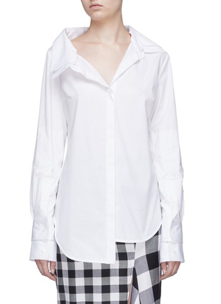 Main View - Click To Enlarge - MONSE - Double collar poplin shirt