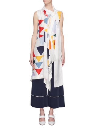 Main View - Click To Enlarge - MONSE - Geometric print scarf drape silk twill sleeveless top