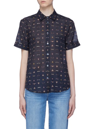 Main View - Click To Enlarge - EQUIPMENT - 'Elley' insect print crepe short sleeve shirt