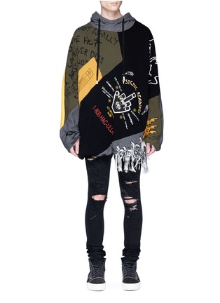 Main View - Click To Enlarge - HACULLA - Graphic embroidered colourblock hoodie