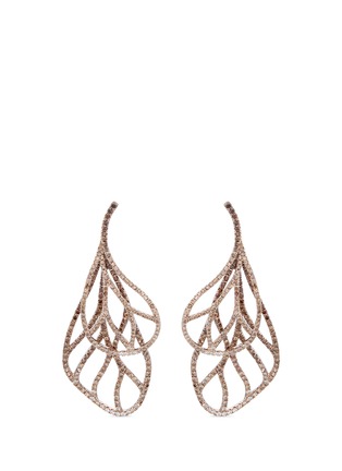 Main View - Click To Enlarge - ANYALLERIE - 'Butterfly Wings' diamond 18k white gold drop earrings