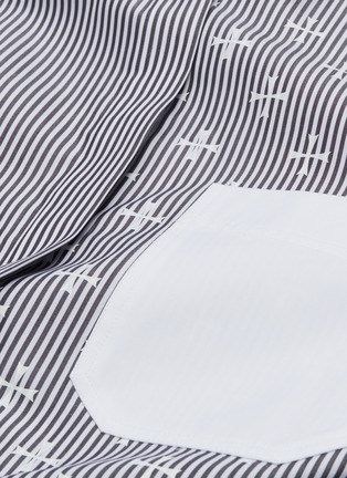 Detail View - Click To Enlarge - NEIL BARRETT - Extended cuff Maltese cross print stripe shirt
