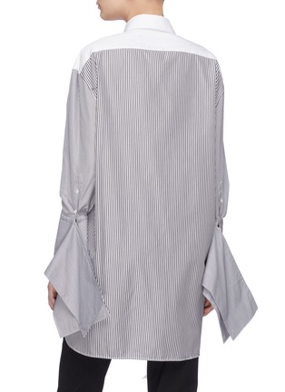 Back View - Click To Enlarge - NEIL BARRETT - Extended cuff Maltese cross print stripe shirt