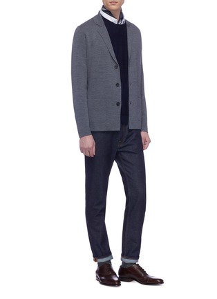 Figure View - Click To Enlarge - ALTEA - Notched lapel virgin wool cardigan
