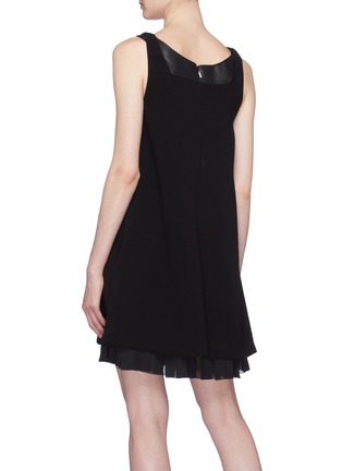 Back View - Click To Enlarge - NEIL BARRETT - Cutout panel plissé pleated trim sleeveless dress