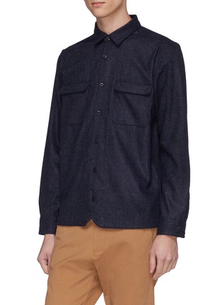 Front View - Click To Enlarge - ALTEA - Virgin wool blend chest pocket shirt