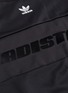 Detail View - Click To Enlarge - ADIDAS - 'Adistar' slogan velvet flock print 3-Stripes raglan dress