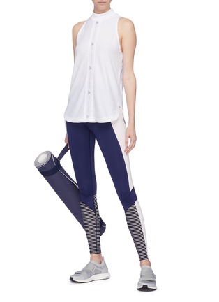 Figure View - Click To Enlarge - ADIDAS BY STELLA MCCARTNEY - 'Training Mesh' Climacool® logo stripe performance tank top