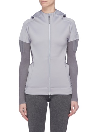 Main View - Click To Enlarge - ADIDAS BY STELLA MCCARTNEY - Z.N.E' drawcord hem colourblock knit panel hoodie