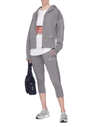 Figure View - Click To Enlarge - ADIDAS BY STELLA MCCARTNEY - 'Essentials' logo embroidered zip hoodie