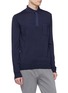 Front View - Click To Enlarge - BOGLIOLI - Chest pocket virgin wool knit long sleeve polo shirt