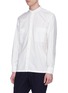 Front View - Click To Enlarge - CAMOSHITA - Mandarin collar twill shirt