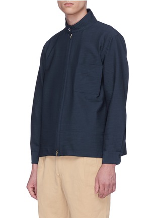 Front View - Click To Enlarge - CAMOSHITA - Stand collar seersucker shirt jacket